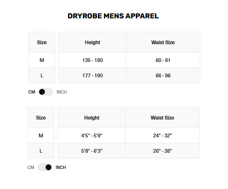 2026 Dryrobe Organic Towel Changing Robe 0 Size Chart